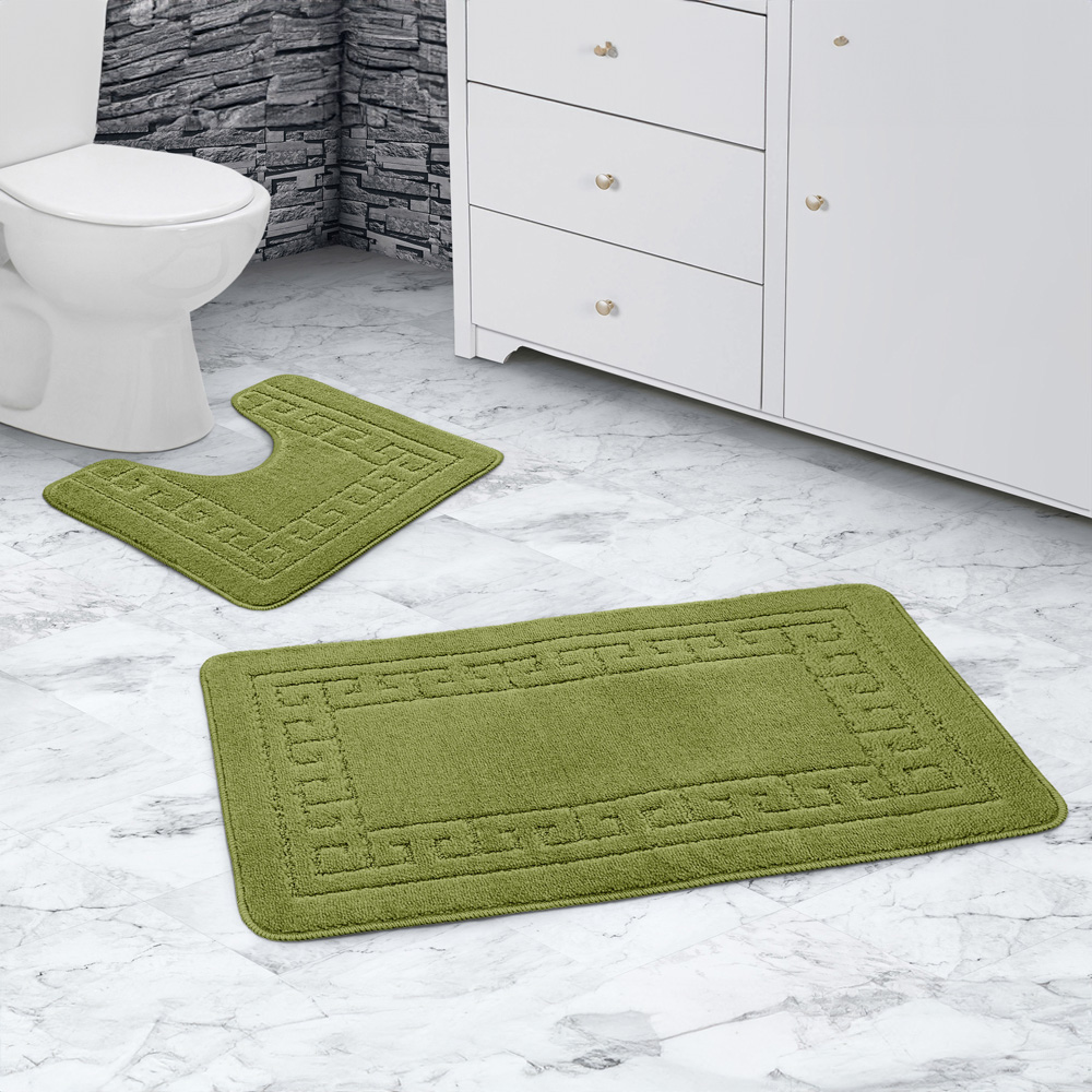 Velosso Greek Key Lime Bath Mat Set Image 2