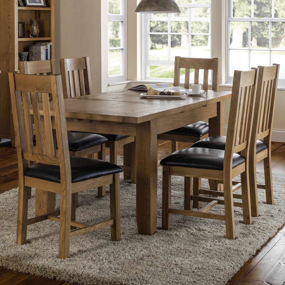 Julian Bowen Astoria 6 Seater Extending Dining Set Waxed Oak Image 1