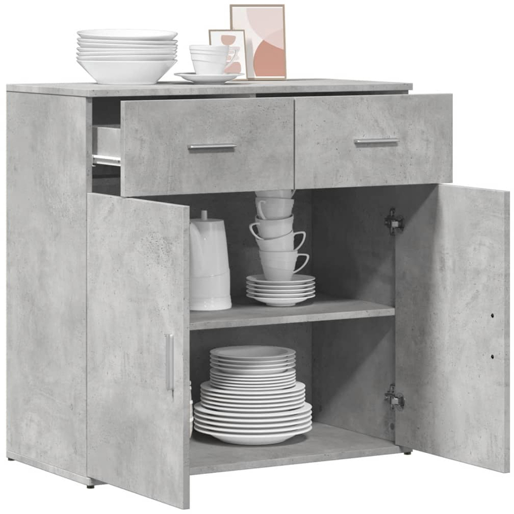 vidaXL 2 Door 2 Drawer Concrete Grey Wooden Sideboard Image 3