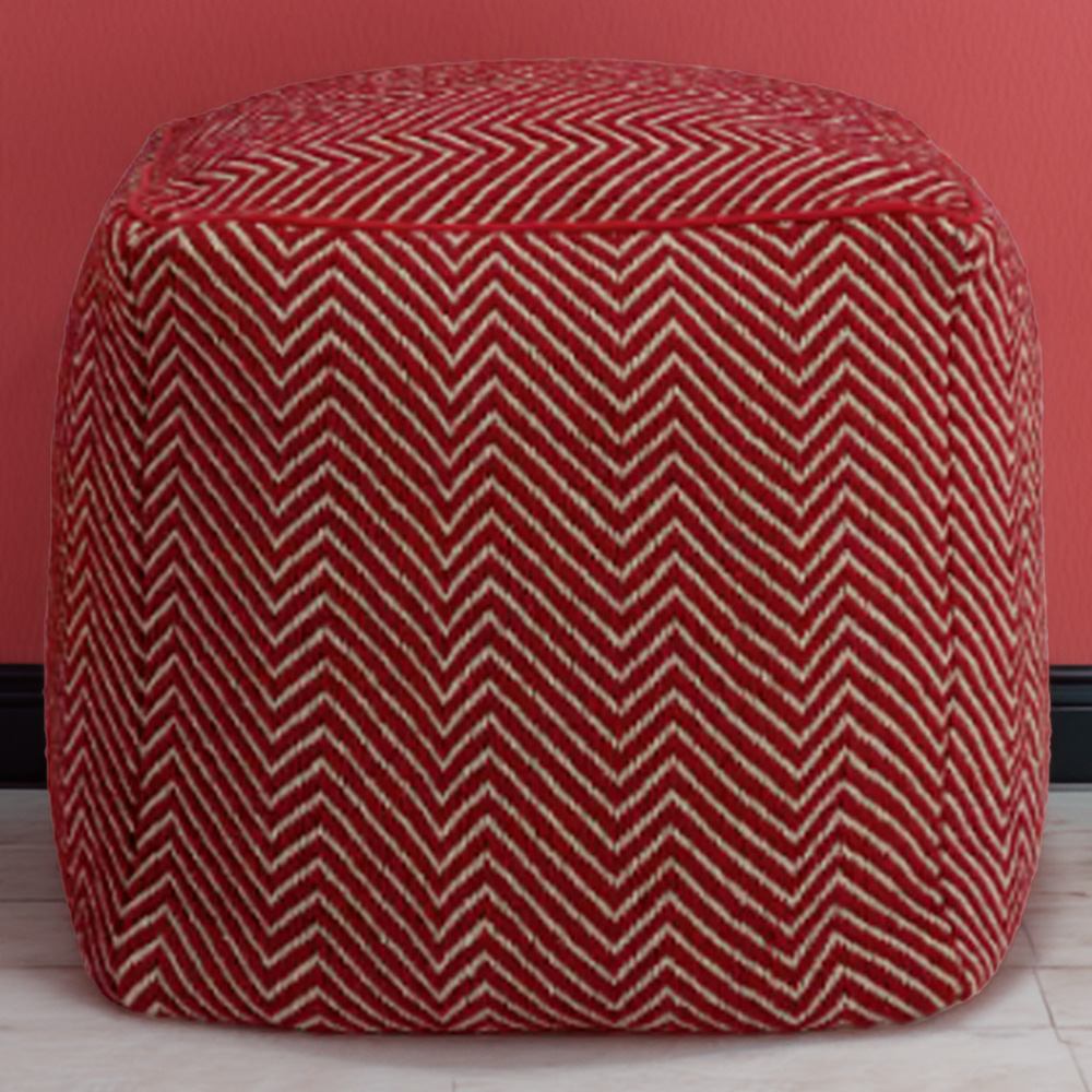 Kaikoo Cheveron Woven Dhurrie Cube Pouffe Image 1