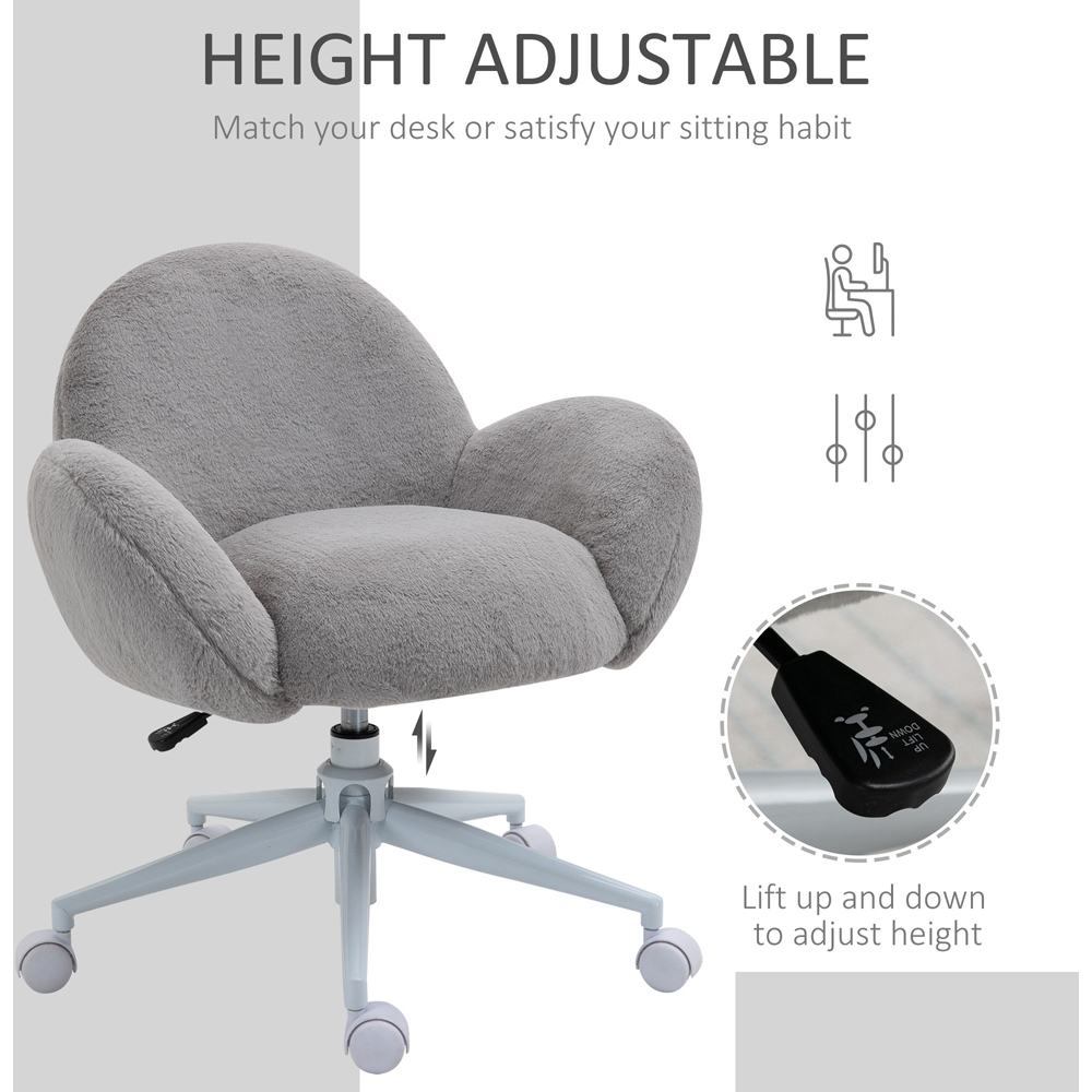 Portland Grey Fluffy Swivel Office Chair Image 4