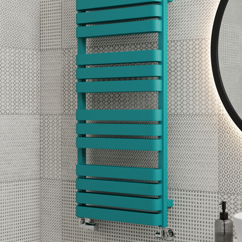 Terma Warp T Bold Matt Teal Heated Towel Rail 2660 BTU 1110 x 500mm Image 7
