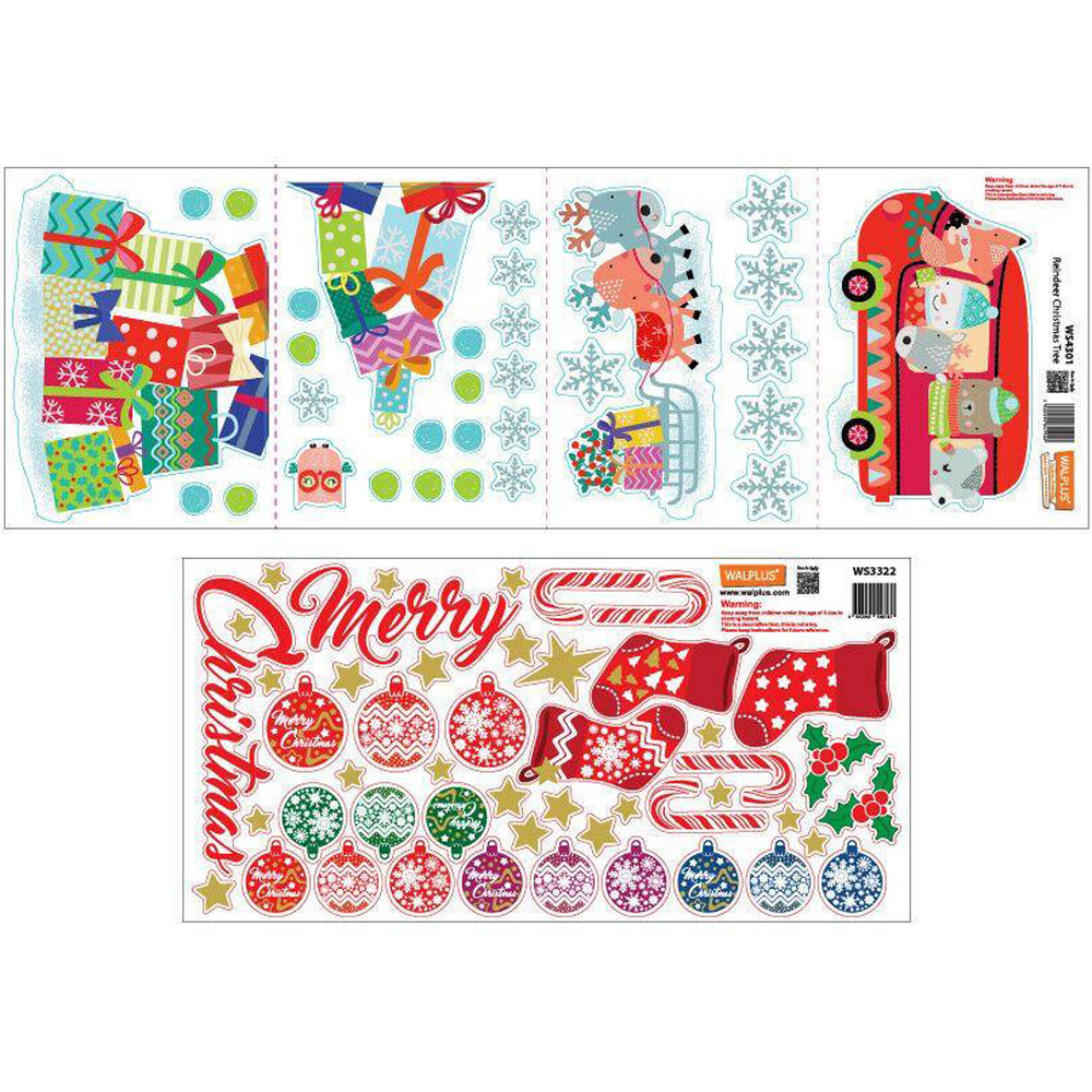 Walplus Reindeer Christmas Tree and Merry Christmas Self Adhesive Wall Sticker 77 Piece Image 3
