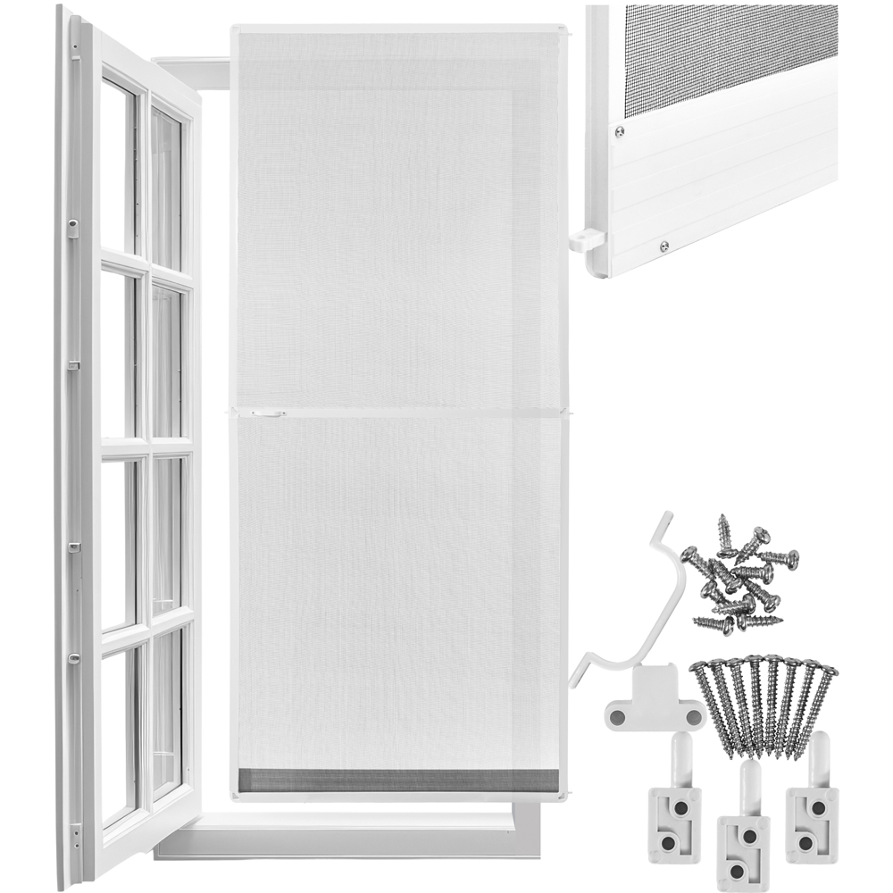 tectake White Individually Adjustable Fly Screen Door 210 x 95cm Image 2