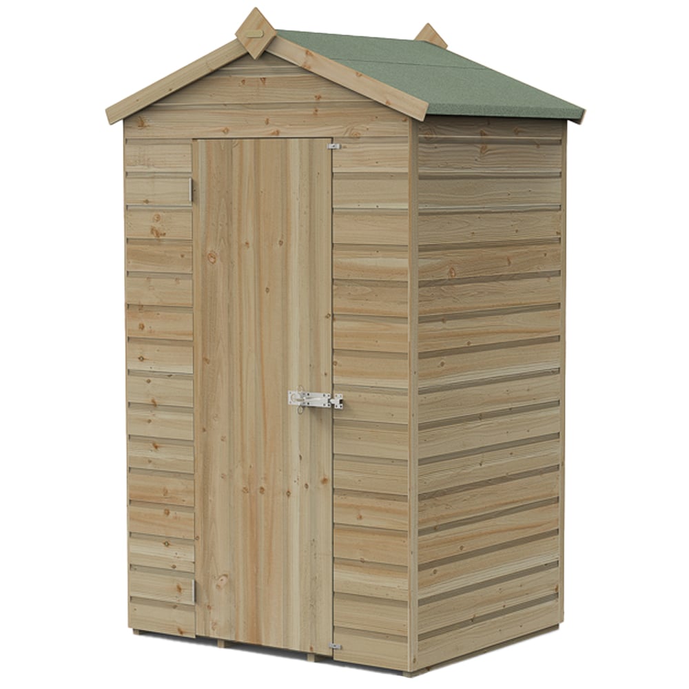 Forest Garden Beckwood 4 x 3ft Single Door Shiplap Apex Shed Image 1