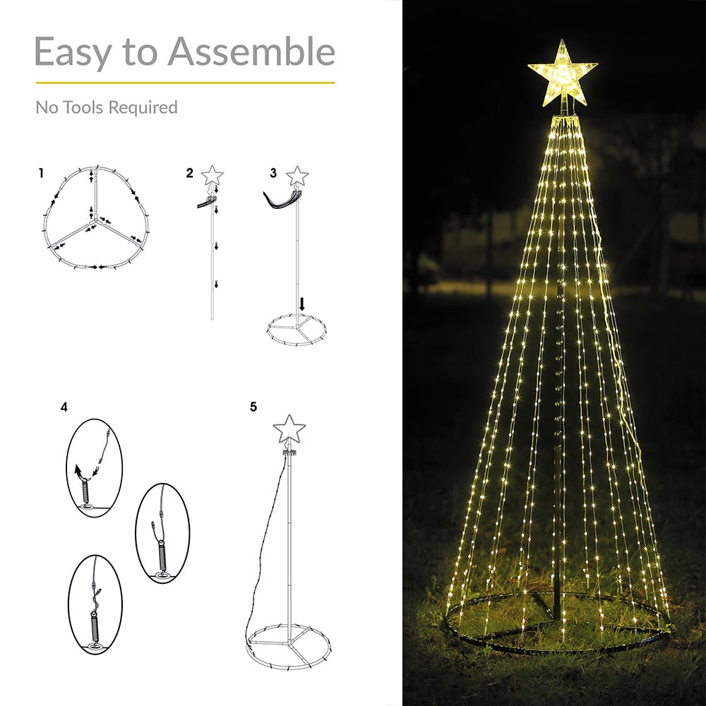 The Christmas Workshop 573 LED Warm White Outdoor Cone Tree 6ft Image 6