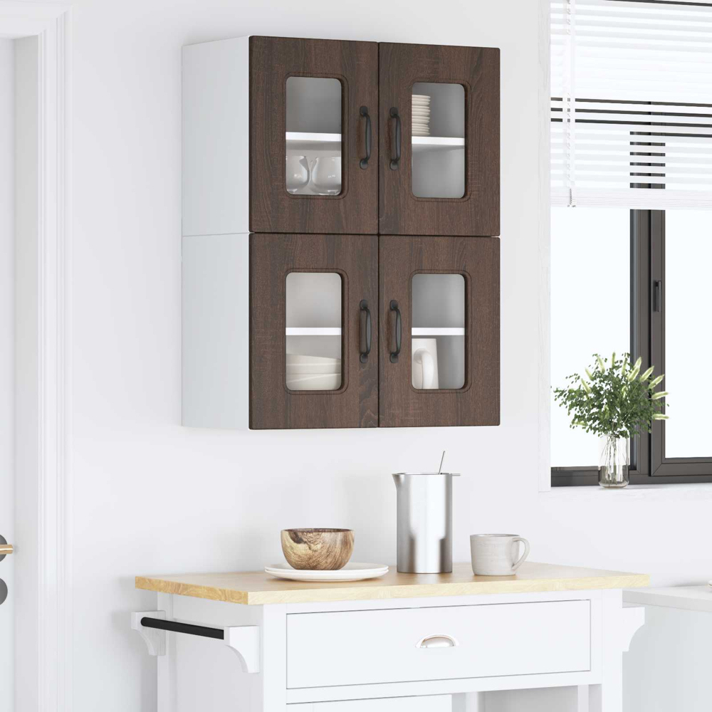 vidaXL Kalmar 2 Door Brown Oak Wall Kitchen Cabinet 2 Pack Image 9