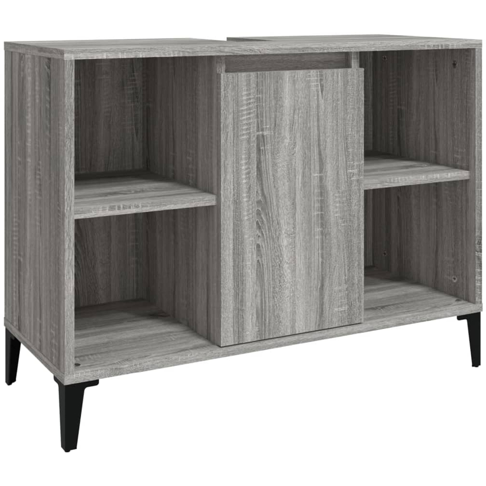 vidaXL Single Door 4 Shelf Grey Washbasin Cabinet Image 2