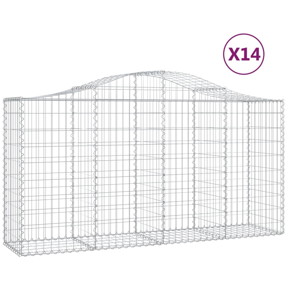 vidaXL Silver Galvanised Iron Gabion Basket 200 x 50 x 100/120cm 14 Pack Image 4