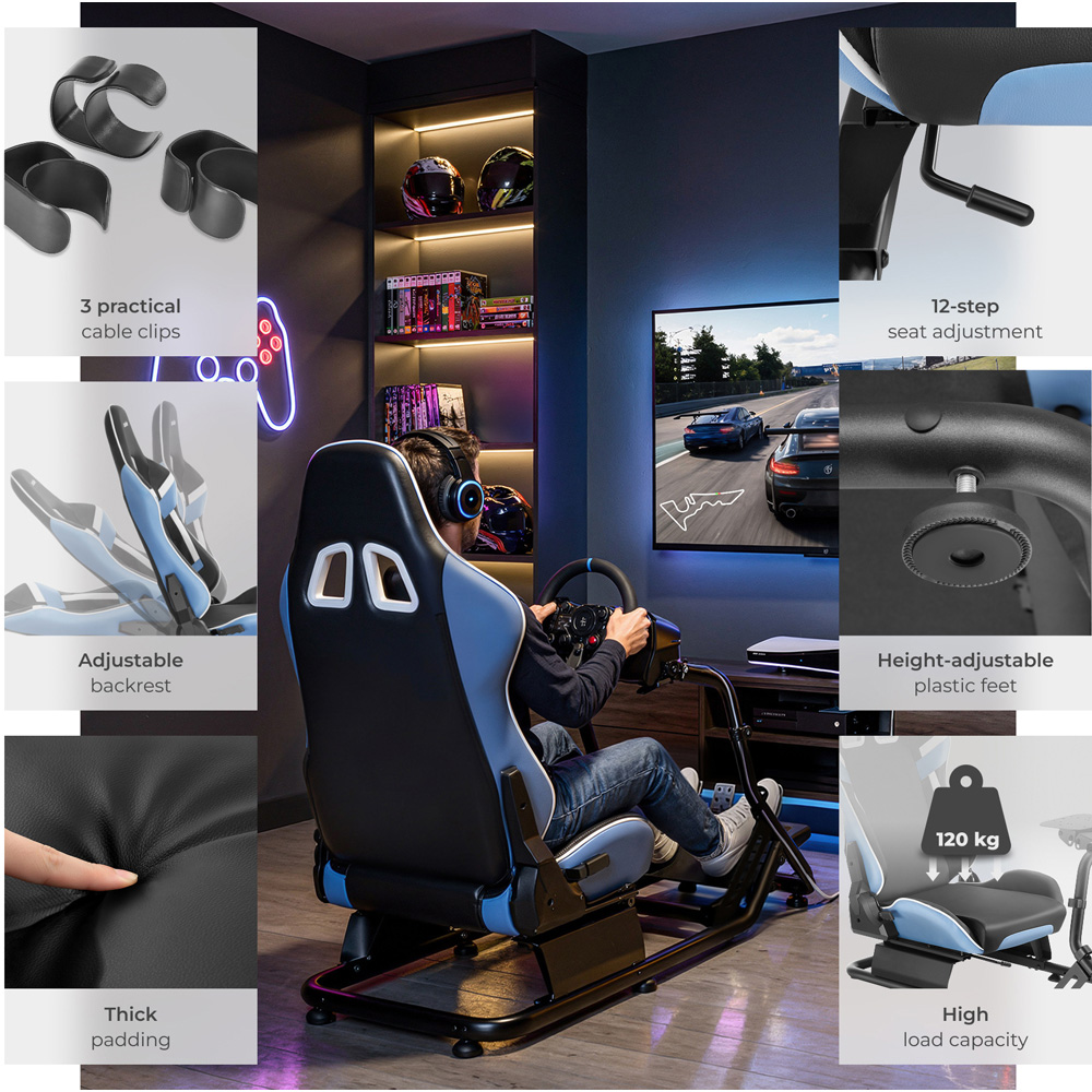tectake Black and Azure Racing Seat Gaming Chair Image 7
