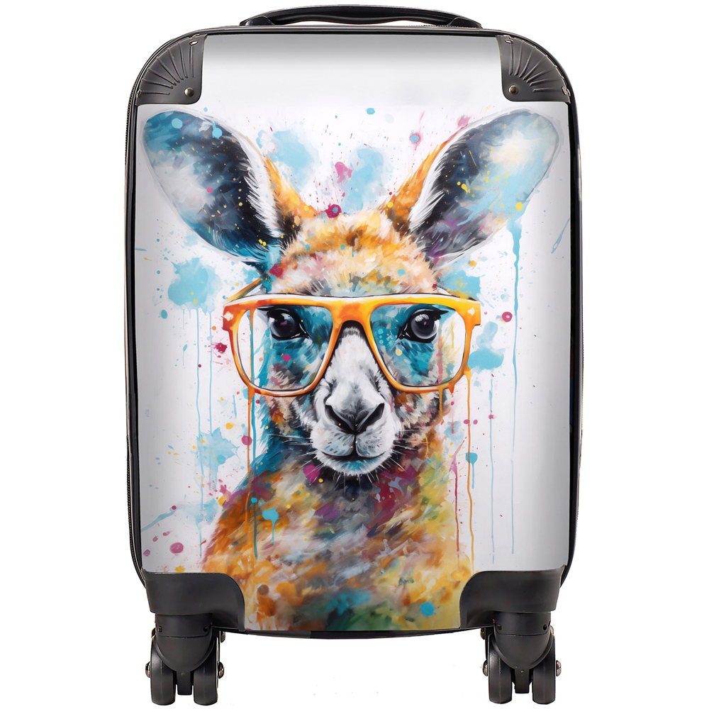 Warren Reed Designer Mini Cabin Splashart Kangaroo in Glasses Suitcase Image 1