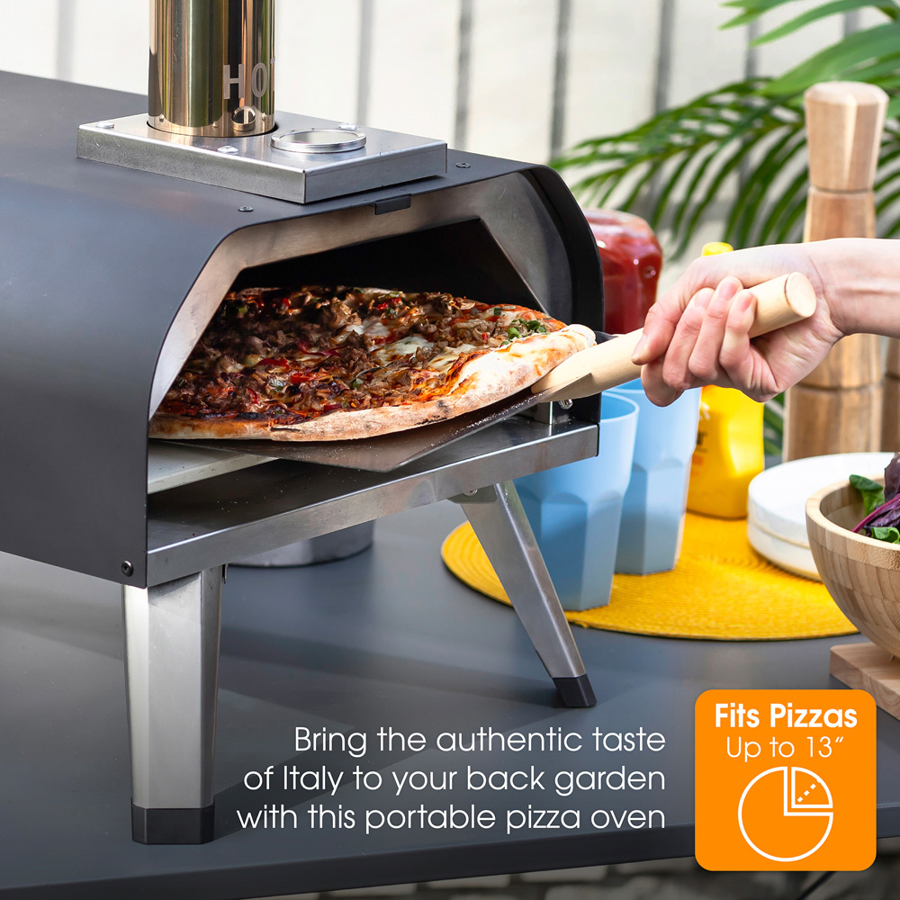 Abode Black 13 inch Wood Pellet Outdoor Pizza Oven with Paddle and Carry Bag Image 6