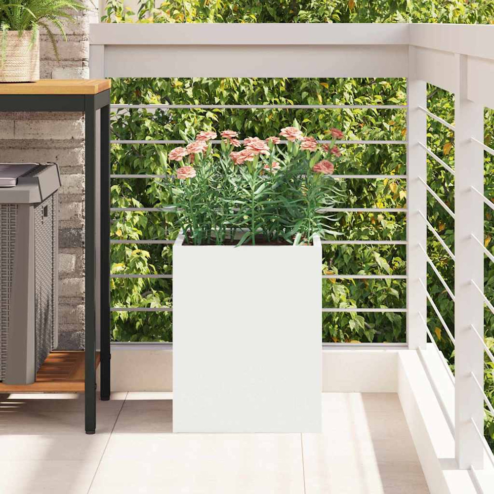 vidaXL White Cold Rolled Steel Garden Planter 40 x 32 x 32cm Image 2