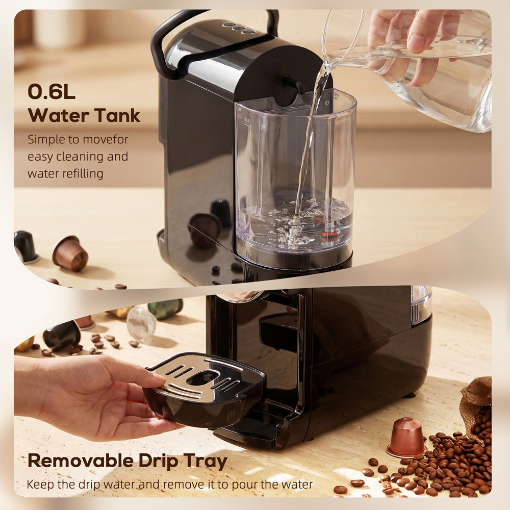 HOMCOM 19 Bar Black Pod Semi-Automatic 600ml Coffee Machine 1450W Image 7