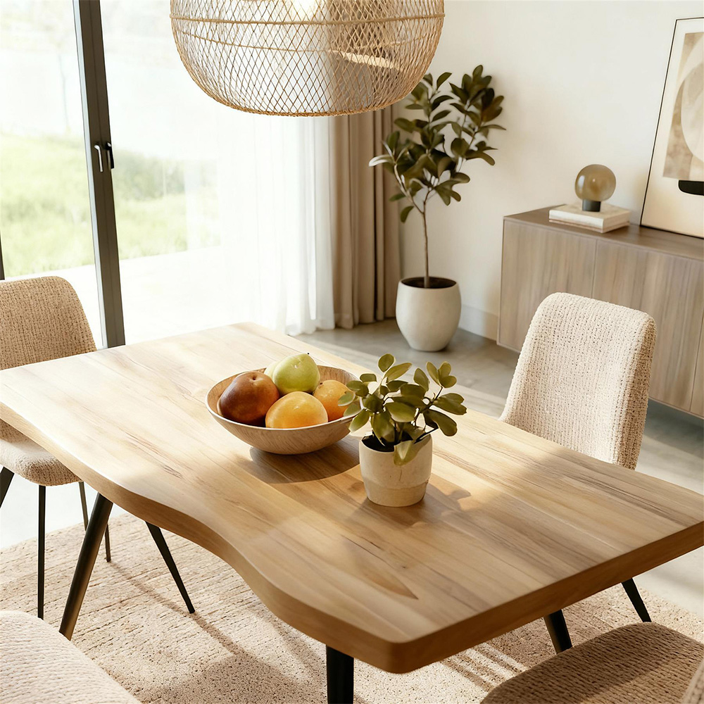 Home Source Avara and Ashford 4 Seater Rectangular Dining Set Oak Woodgrain Effect and Beige Image 5