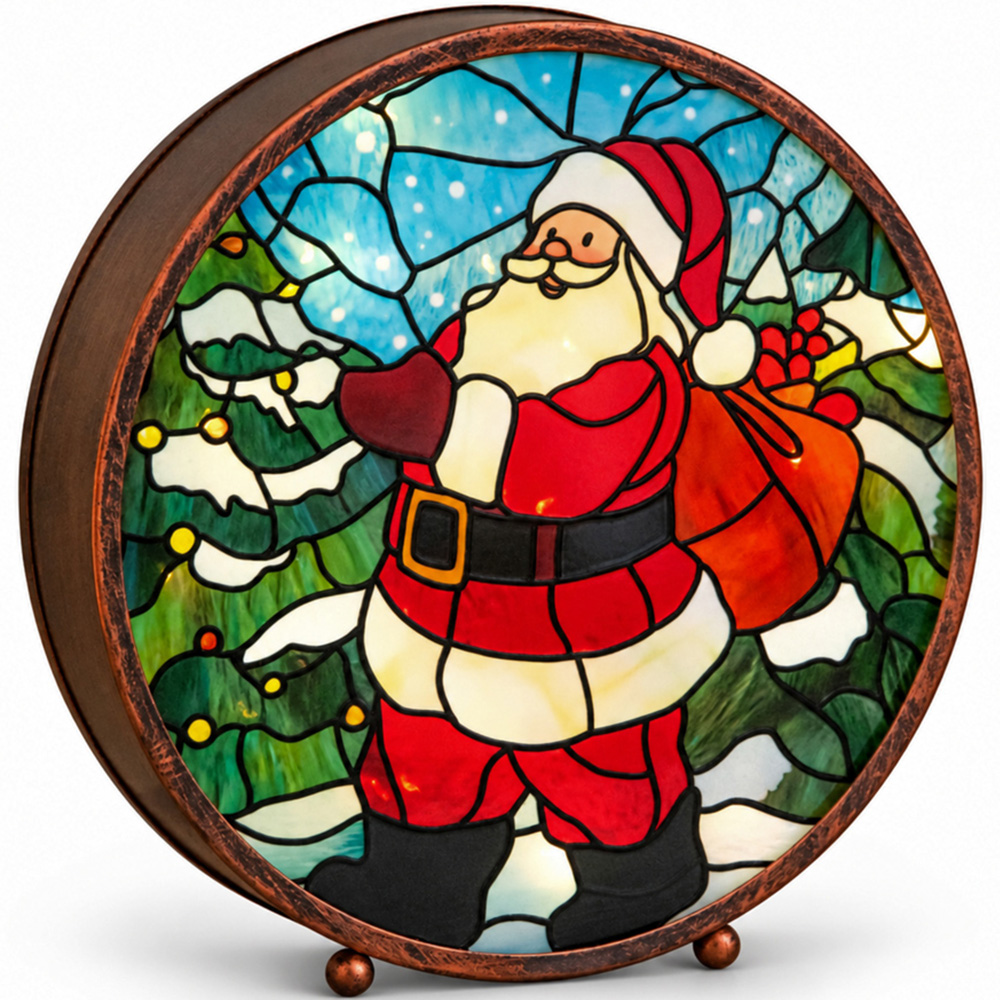 Samuel Alexander USB Powered Light Up Stained Glass Santa Christmas Decoration 25cm Image 2