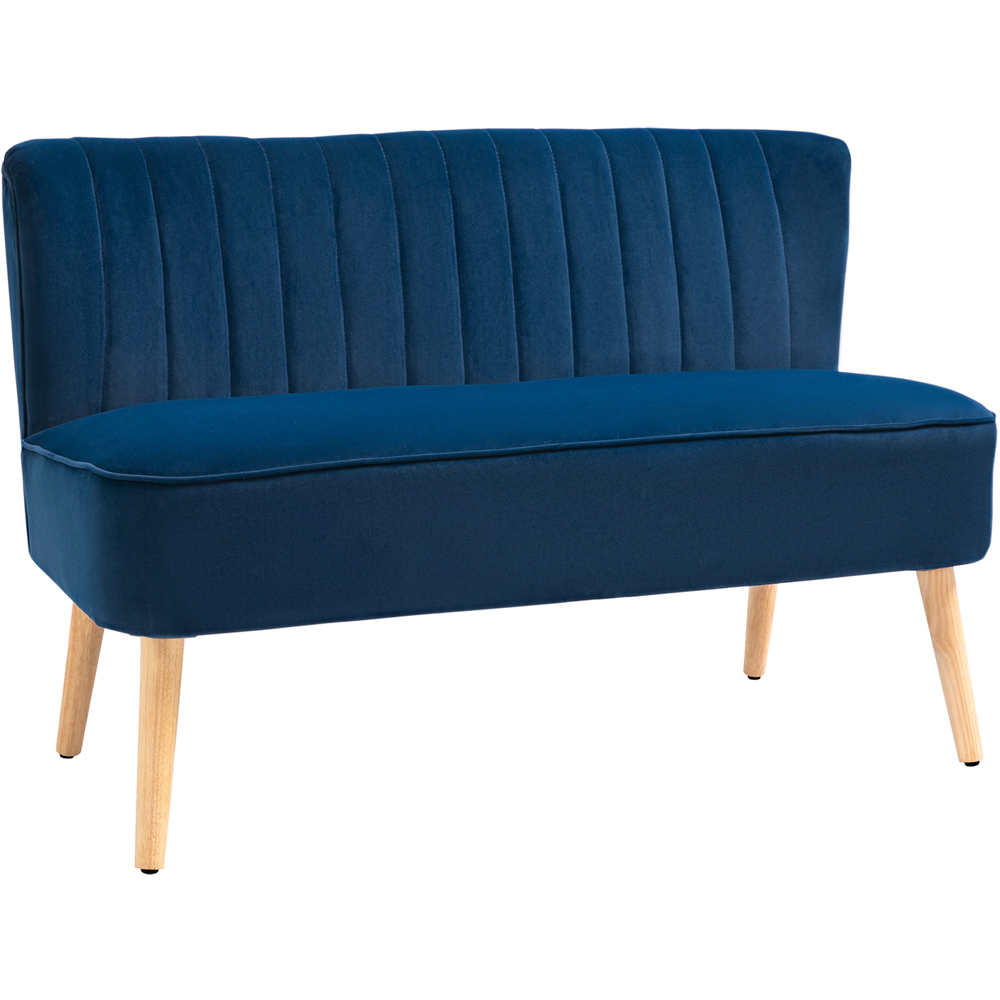 Portland 2 Seater Dark Blue Velvet Feel Foam Padded High Back Sofa | Wilko