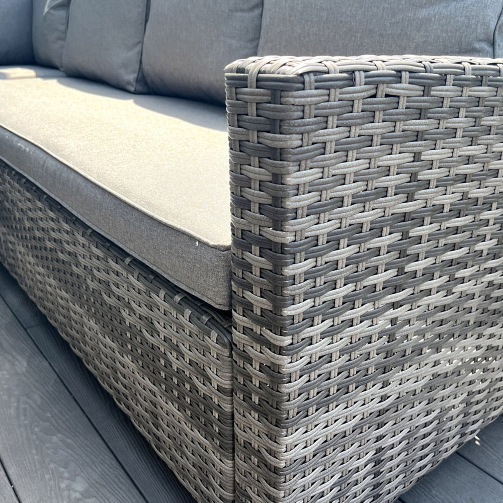 Outdoor Living The Croft 8 Seater Dark Mixed Grey Corner Gas Firepit Dining Set Image 8