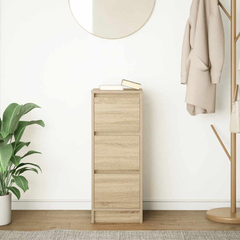 vidaXL 3 Drawer Sonoma Oak Sideboard Image 3