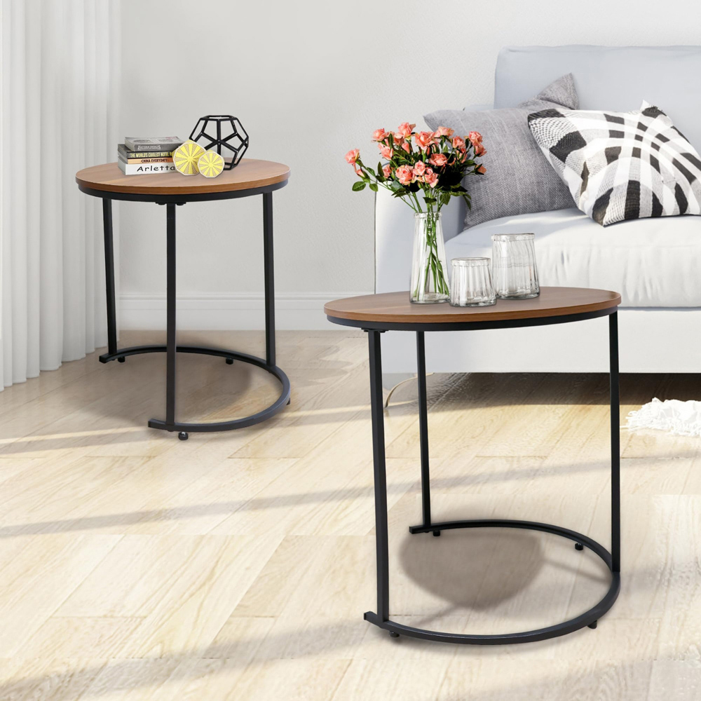 Alivio Brown Round Nesting Coffee Tables Set of 2 Image 3