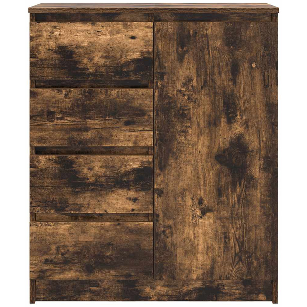 vidaXL Single Door 4 Drawer Smoked Oak Sideboard Image 5