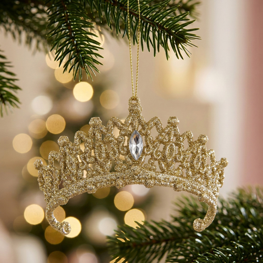 Glitter Tiara Hanging Decoration Gold Image 2