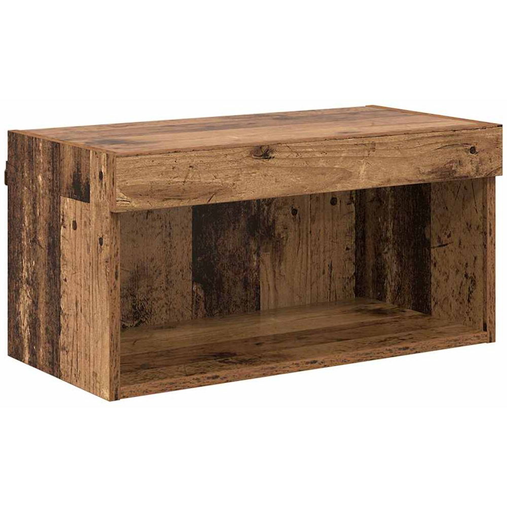 vidaXL Single Shelf Old Wood Wall Mounted Wide TV Cabinet with LED Light Image 2