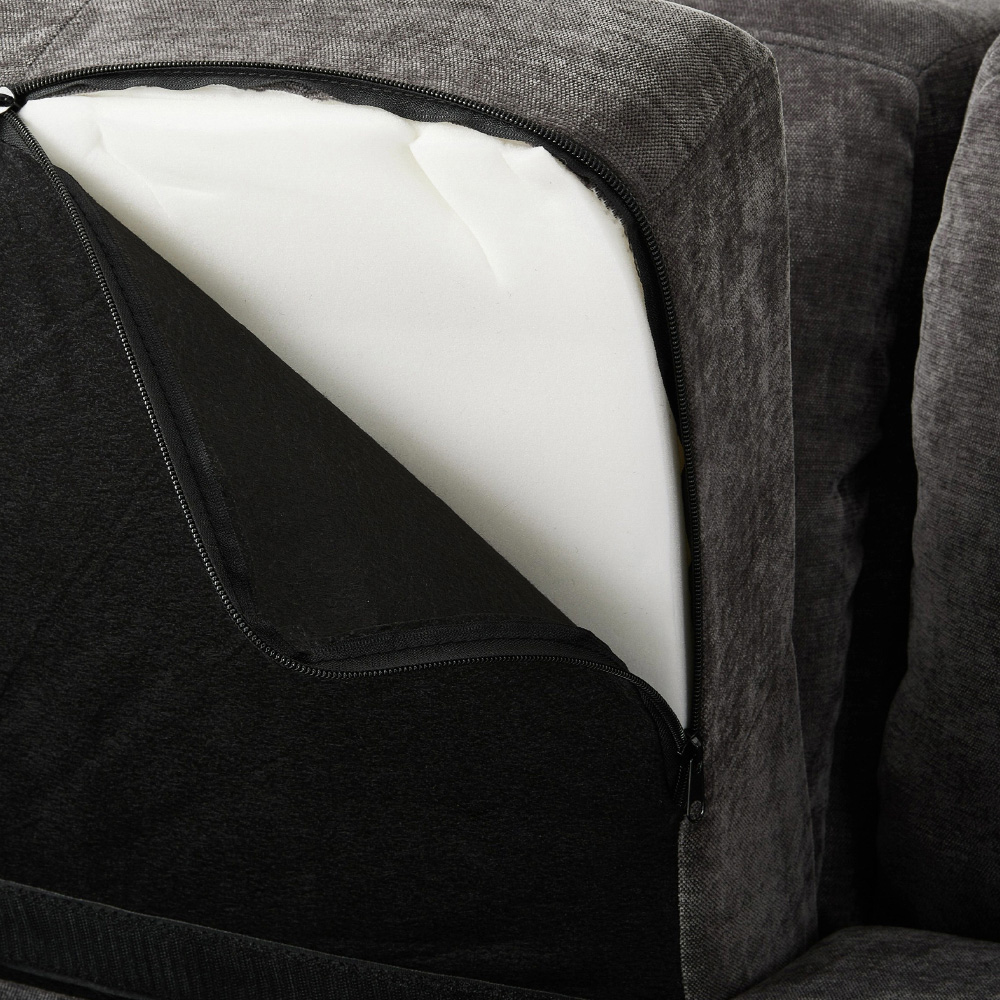 Living and Home 2 Seater Grey Soft Chenille Upholstered Sofa with Cylindrical Pillows Image 7