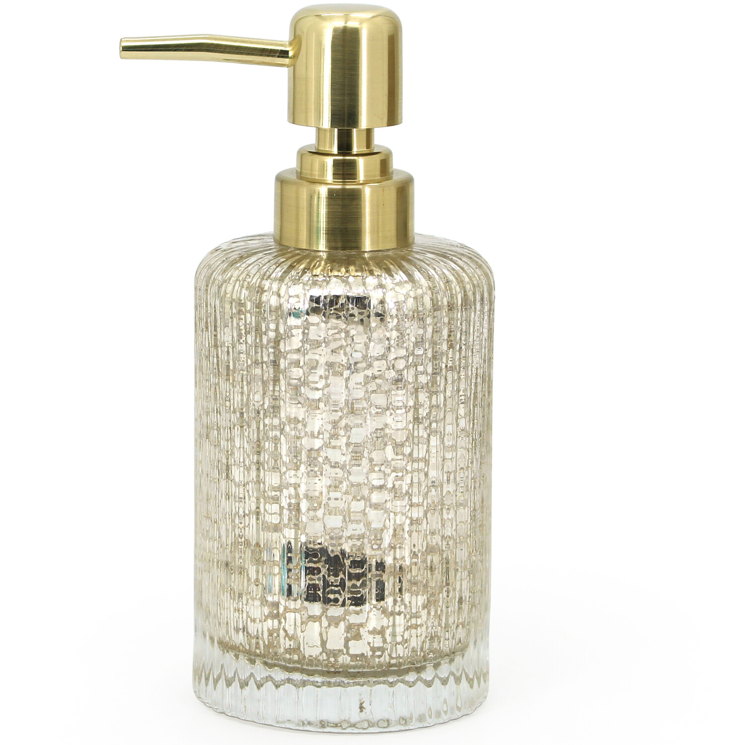 Ridged Glass Soap Dispenser - Gold Image