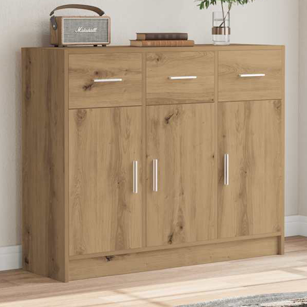 vidaXL 3 Door 3 Drawer Artisan Oak Sideboard Image 1