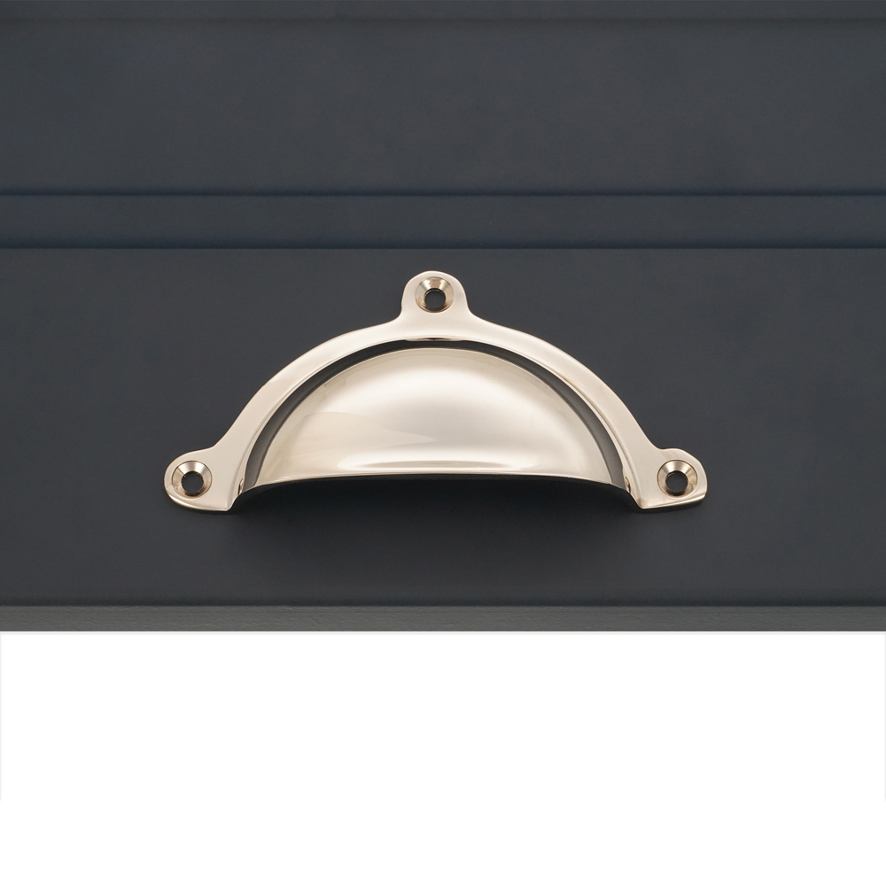 Spira Brass Cottage Polished Nickel Cup Pull Drawer Handle Image 2