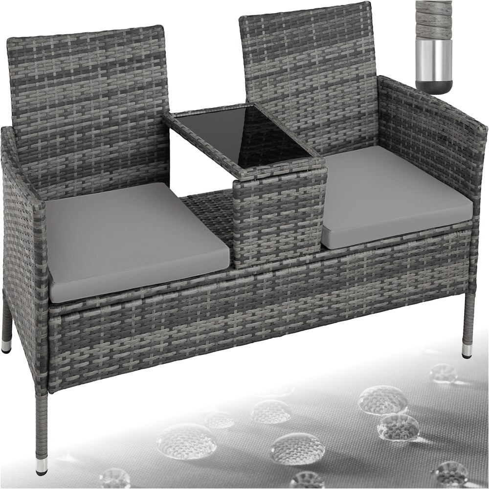 tectake Narbonne 2 Seater Grey and Light Grey Garden Bench Image 2