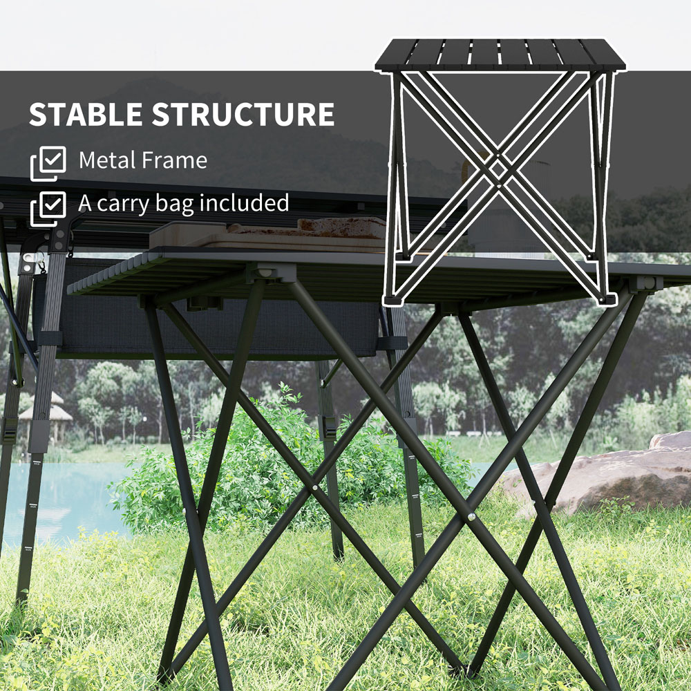 Outsunny 2ft Black Foldable Camping Table with Bag Image 7