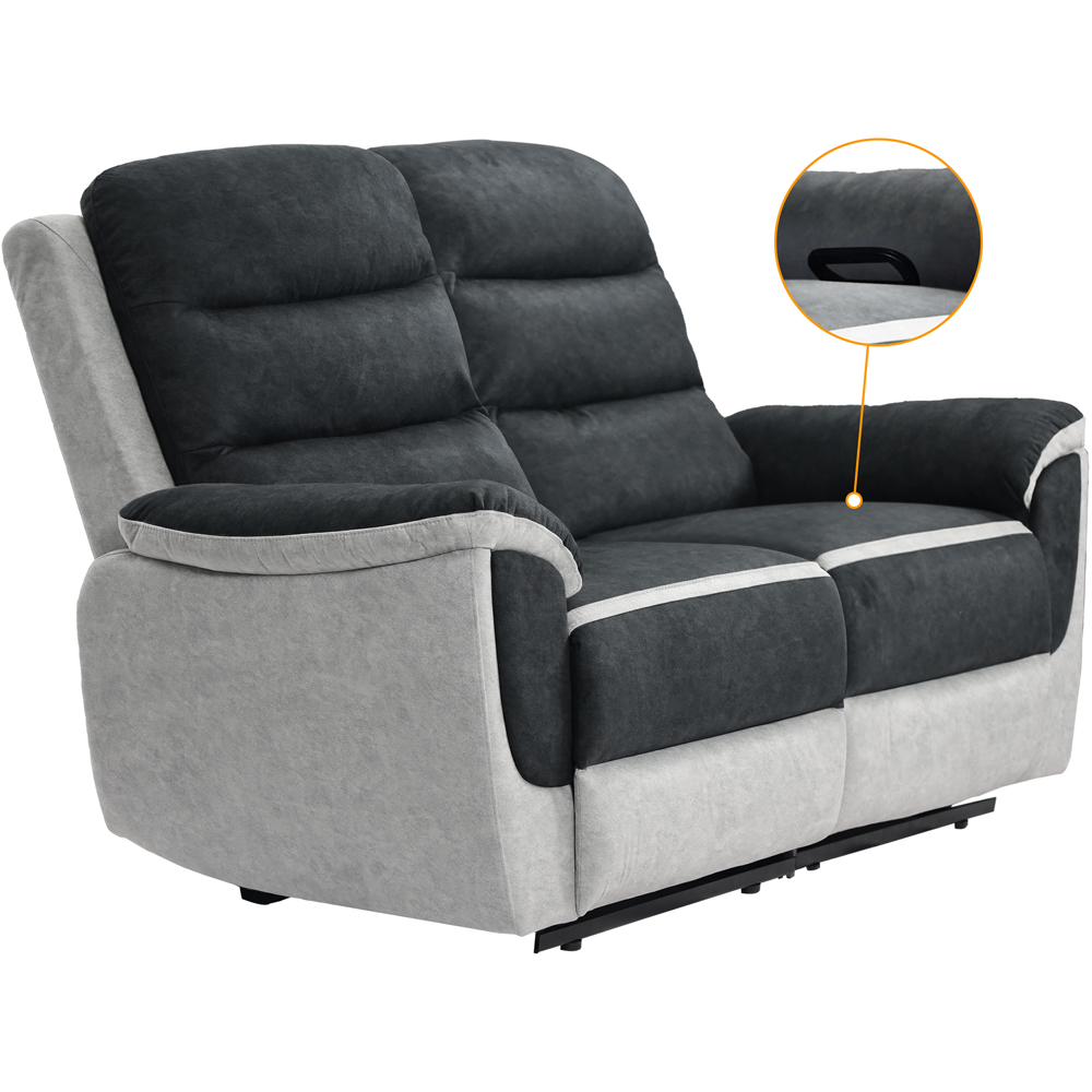 Comfy Living 2 Seater Two Tone Contrast Fabric Recliner Sofa Image 4