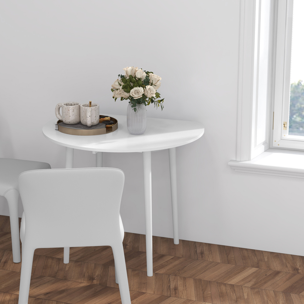 HOMCOM 4 Seater White Round Foldable Dining Table Image 7
