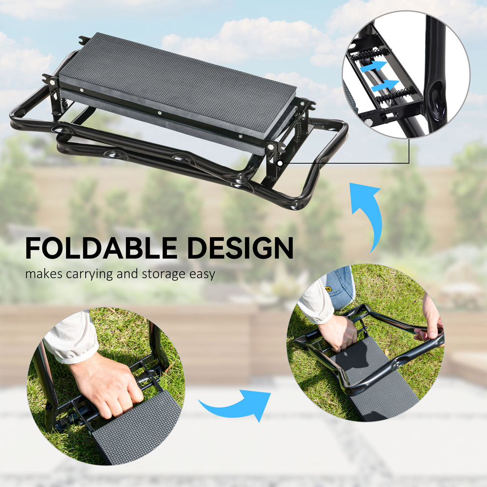Outsunny Garden Kneeler and Foldable Seat Bench with Tool Bag Pouch Image 5