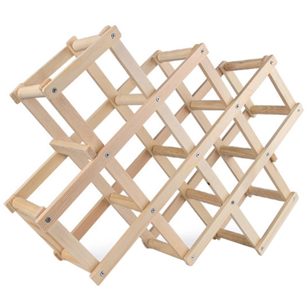 Living And Home Decorative Foldable Solid Wood Stackable Wine Rack Image 1