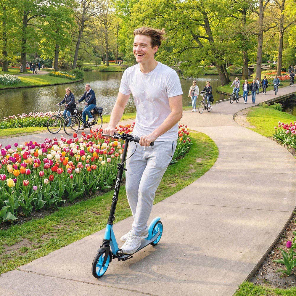 HOMCOM Blue Adjustable Folding Kick Scooter Image 2
