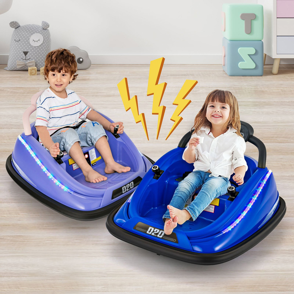 Costway Kids Blue Electric Bumper Car with Spin and Remote Control Image 2