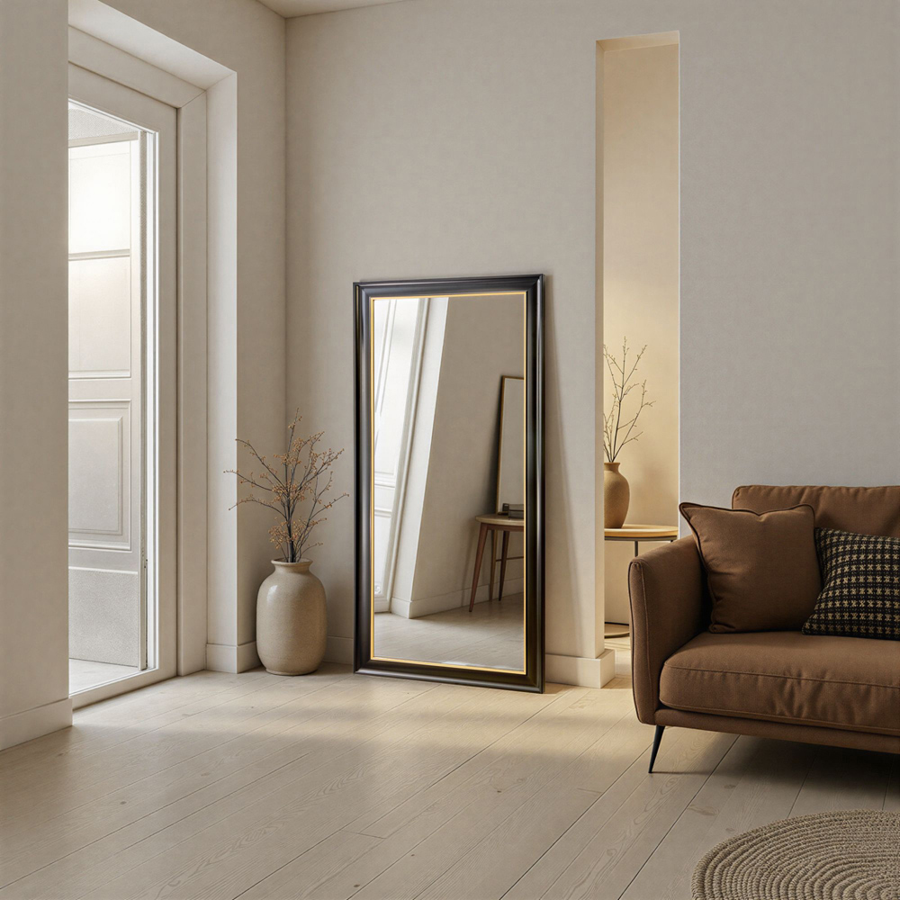Yearn Georgian Black and Gold Bevelled Full Length Wall Mirror 166.5 x 75cm Image 3