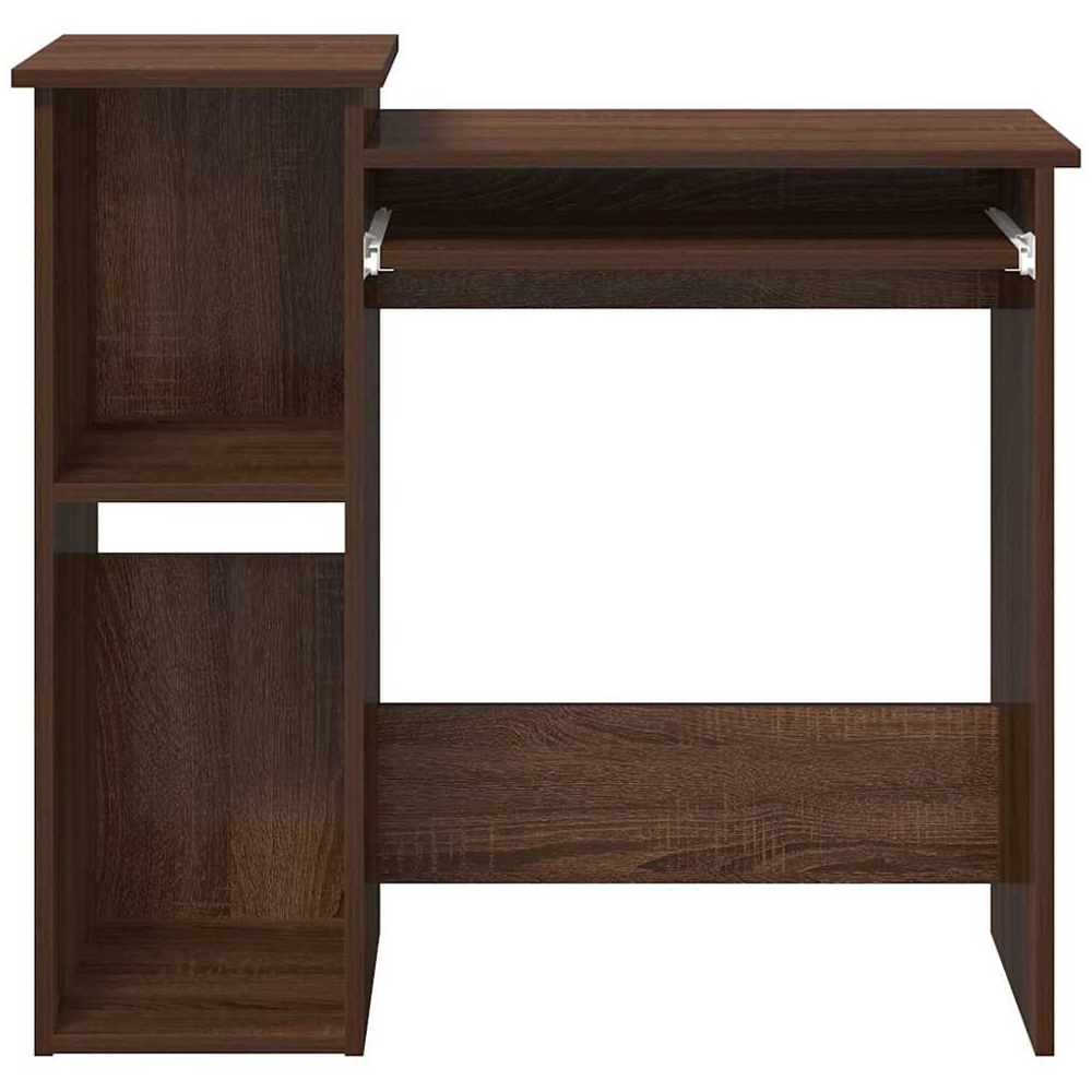 vidaXL 2 Shelf Computer Desk with Keyboard Tray Brown Oak Image 4