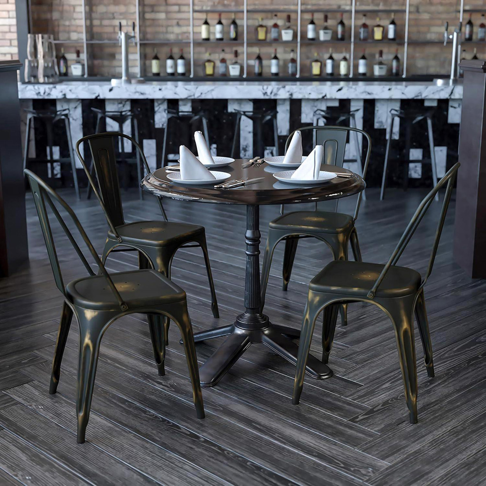 FWStyle Set of 4 Copper Galvanised Steel Ready Assembled Dining Chairs Image 5