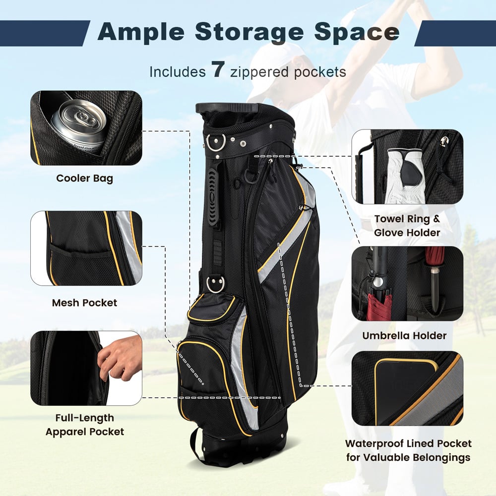 Costway 8 Way Dividers Golf Stand Bag with 7 Zippered Pockets Image 6
