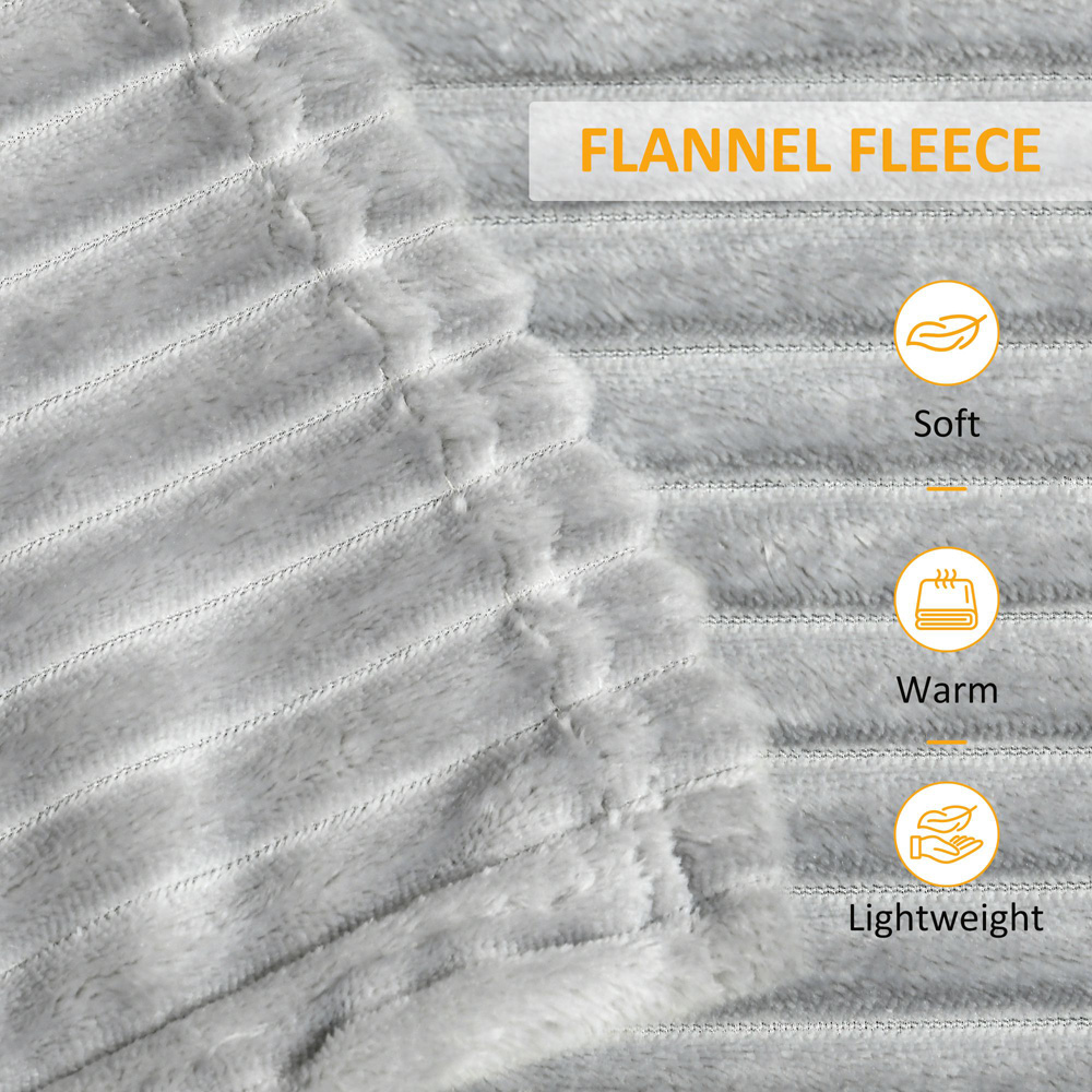 Portland King Size Grey Flannel Fleece Blanket 230 x 230cm Image 4