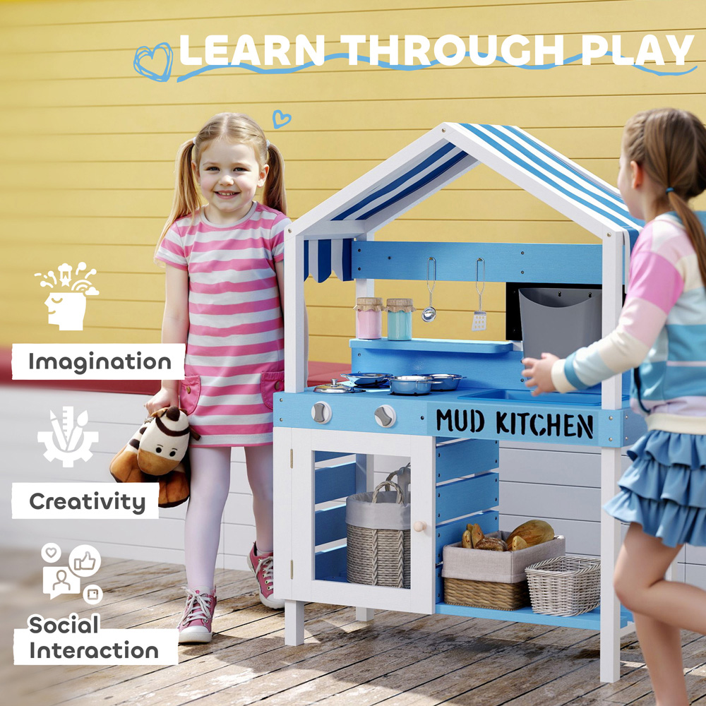 Tommy Toys AIYAPLAY Kids Blue Outdoor Mud Kitchen Play Set with Accessories Image 4