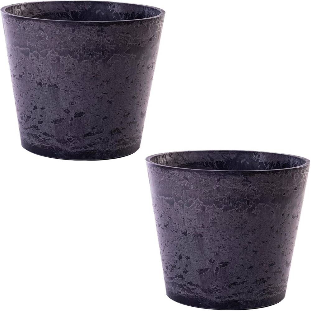 Garden Gear Caesar Charcoal Marble Effect Planter 31cm 2 Pack Image 1