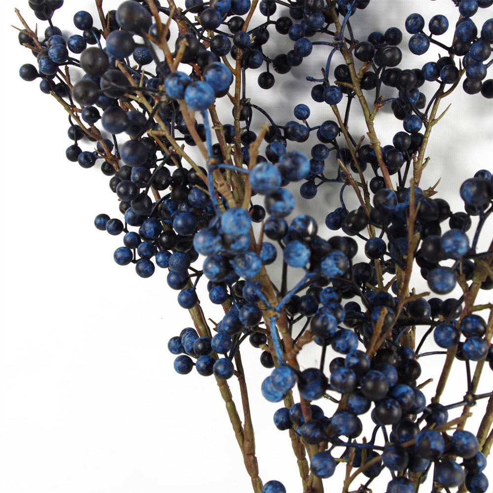 Leaf Berry Branch Blue Pick 70cm 6 Pack Image 3