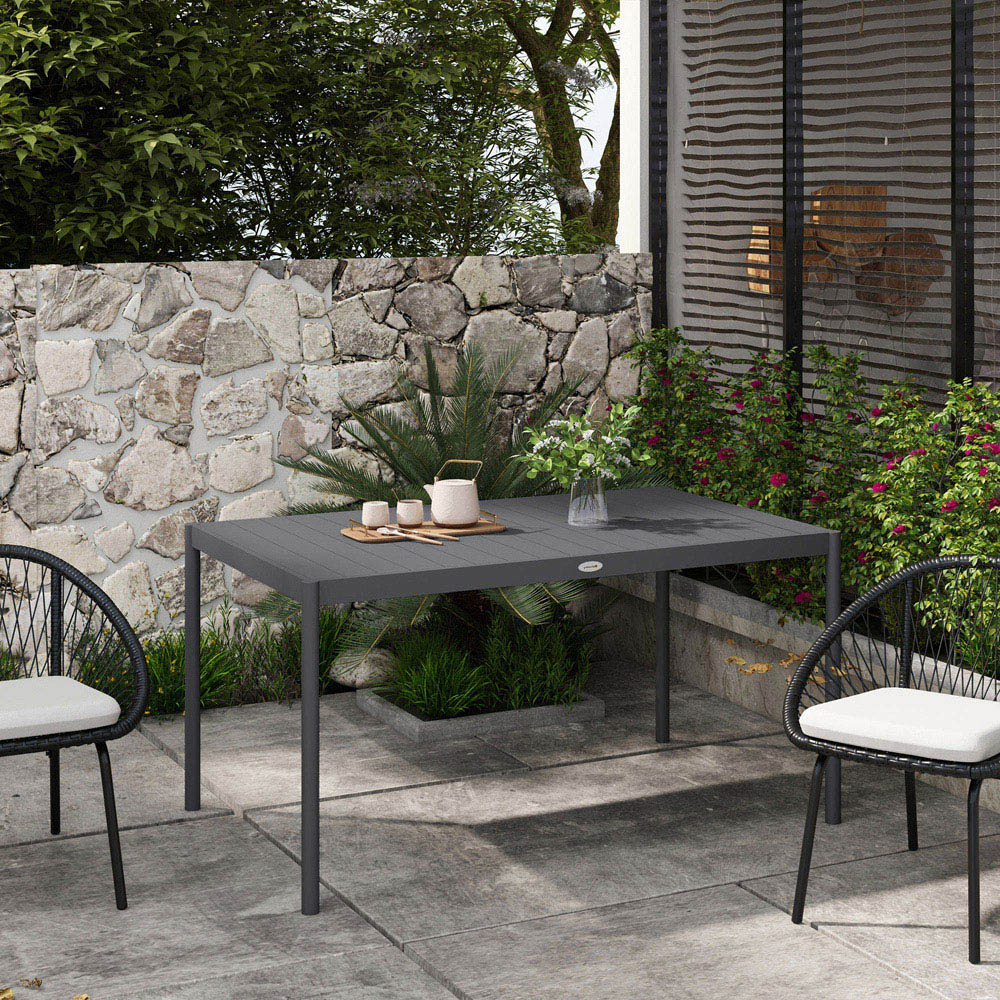 Outsunny 6 Seater Aluminium Outdoor Table Dark Grey Image 7