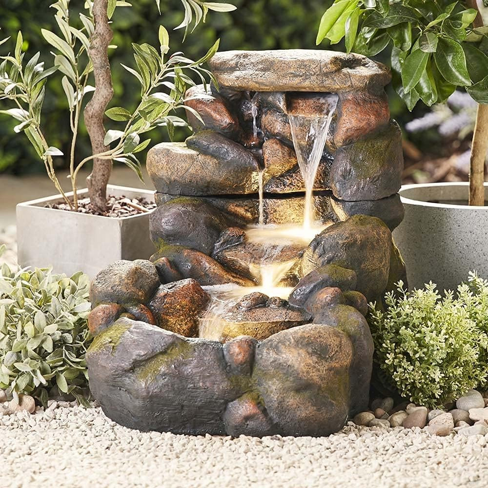 Serenity Tall Tumbling Rock Wall Mains Powered LED Water Feature Image 3