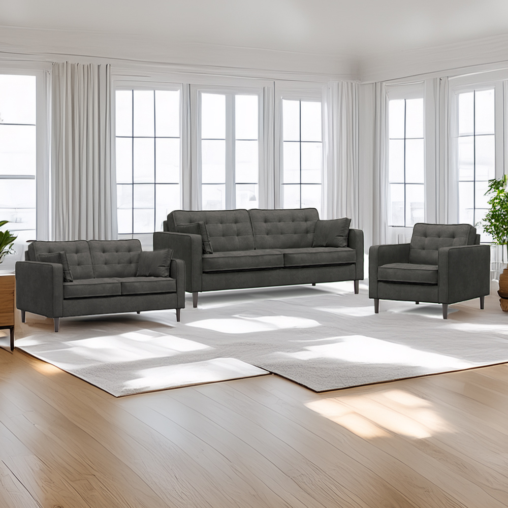 Eden 6 Seater Graphite Chenille Sofa Suite Image 1